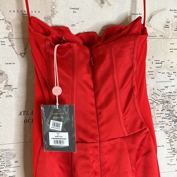 House of CB ‘Shani’ Red Satin Corset Maxi Dress NWT - Picture 10 of 13